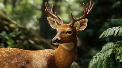 Poster - A close-up shot of a deer in its natural habitat, suitable for use in outdoor or wildlife-themed projects