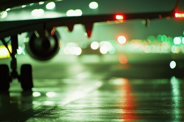 Poster - A large commercial airliner parked on the airport runway, ready for takeoff or landing