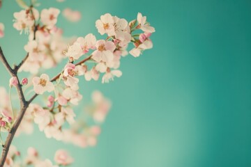 Wall Mural - A close-up shot of a tree branch covered in white flowers, perfect for use in garden or nature-themed designs