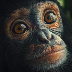 Poster - A close-up shot of a monkey's face with a blurred background