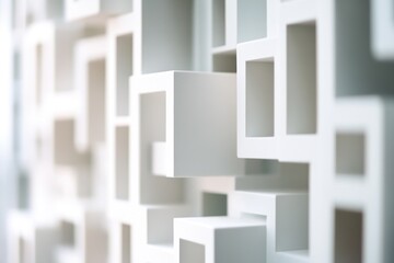 Aufkleber - Close-up of a textured wall made of white cubes, perfect for interior design and architecture themes