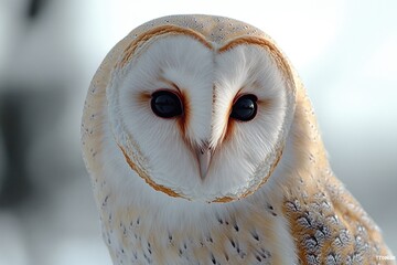 Poster - A close-up shot of an owl's face with a blurred background