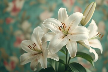 Poster - Close-up of white flowers in a decorative vase