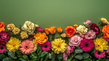 Poster - A group of vibrant flowers sitting on a table, perfect for decorating or photography