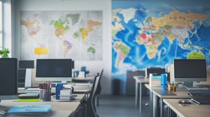 Poster - A room filled with computers and desks, ideal for working or studying