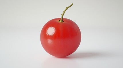 Poster - A solitary tomato sits on a plain white surface