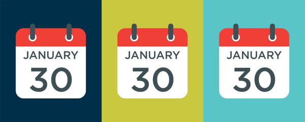 Wall Mural - calendar - January 30 icon illustration isolated vector sign symbol