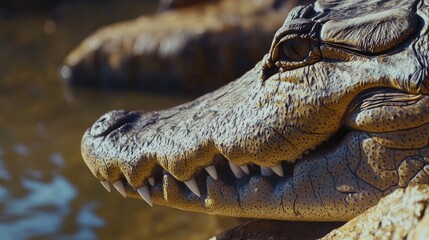 Poster - A close-up view of a crocodile statue, perfect for decorative or symbolic uses