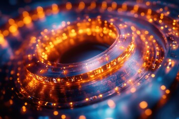 Poster - A close-up shot of a circular ring of bright lights, potentially used for decorative or architectural purposes