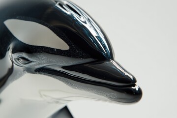 Poster - A detailed view of a black and white orca statue