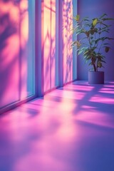 Aufkleber - A small potted plant is placed on a windowsill, with natural light pouring in