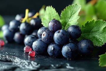 Aufkleber - A bunch of grapes sits on top of a table, perfect for decoration or food styling