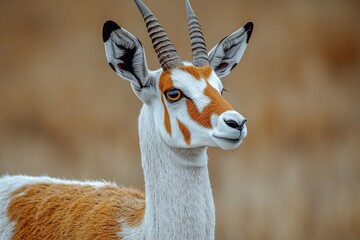 Poster - A close-up view of an antelope's distinctive horns and face