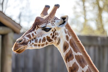 Aufkleber - A detailed image of a giraffe's head and neck, ideal for use in wildlife or nature-themed designs