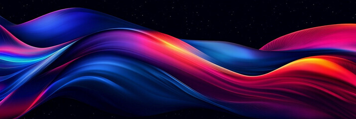 Poster - Colorful abstract waves create a vibrant digital landscape