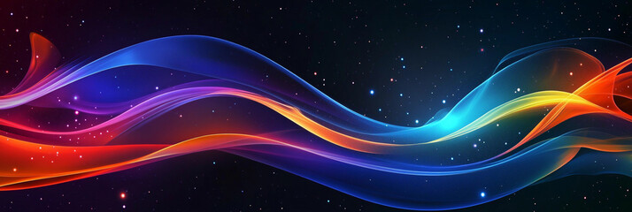 Poster - Colorful abstract wave pattern in cosmic background