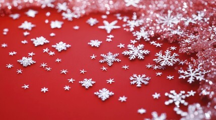 Poster - A red background with white snowflakes