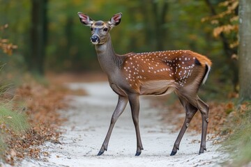 Poster - A deer stands alone in a dense forest