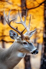 Sticker - Close-up shot of a deer's head with antlers, great for wildlife or nature-themed designs