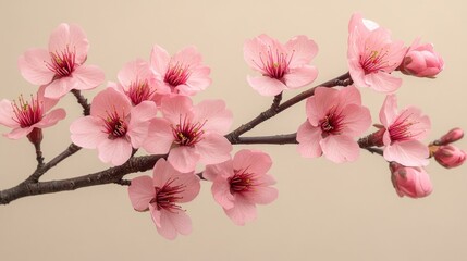 Poster - A close-up shot of a pink flower blooming on a branch, perfect for decorating and design