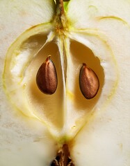 Wall Mural - Close-up of an apple's core, revealing its seeds.