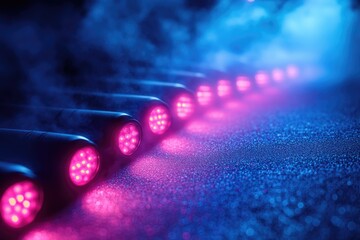 Poster - A row of lights sitting on a table, great for decoration or display