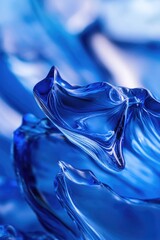 Poster - A close-up shot of a blue glass object with intricate details
