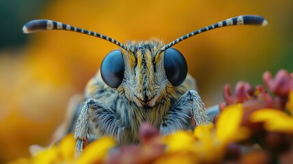 Poster - Close-up shot of a bug's face on a flower, offering a unique perspective on nature and insects