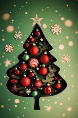 Poster - A Christmas tree decorated with red and green ornaments, perfect for holiday celebrations