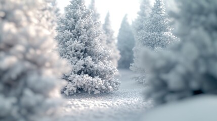 Poster - A group of evergreen trees stand together, their branches covered in thick layers of fresh snow