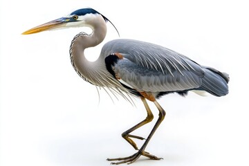 Poster - A large bird stands on a white surface, its long beak prominent