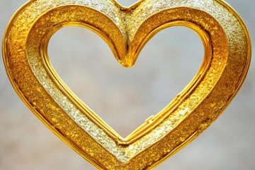 Poster - A golden heart-shaped object suspended from a string, ready for use or decoration