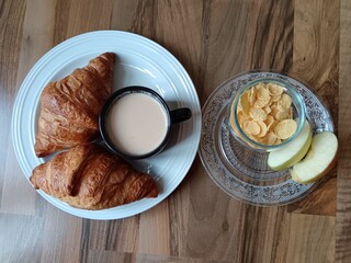 Wall Mural - coffee and croissant brioche breakfast 