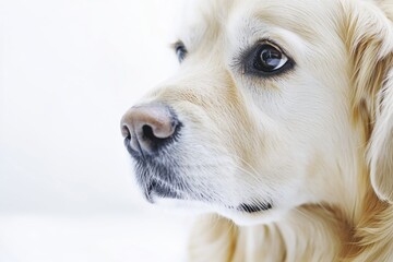 Poster - A close-up shot of a dog's face on a white background