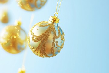 Poster - A close-up view of a Christmas ornament hanging from a string, perfect for holiday decorations and gifts