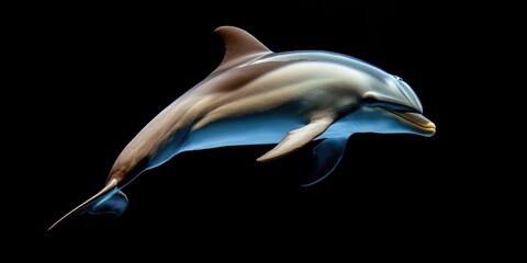 Poster - A dolphin leaping out of the water with its body arched and fins extended