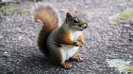 Poster - A squirrel stands on its hind legs, looking alert
