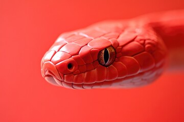 Aufkleber - A close-up view of a red snake's head, highlighting its striking features
