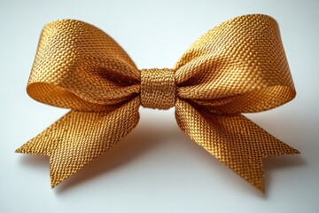 Poster - A shiny gold bow on a clean white background