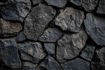 Aufkleber - A close-up shot of a black stone wall with a fire hydrant in front, perfect for use in urban-themed designs or as a texture element