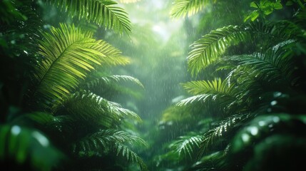 Poster - A dense forest with lush green leaves, ideal for nature and outdoors uses