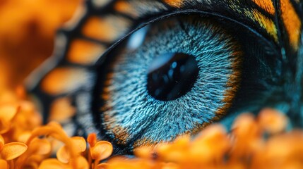 Aufkleber - A detailed view of a butterfly's eye, with intricate details and colors