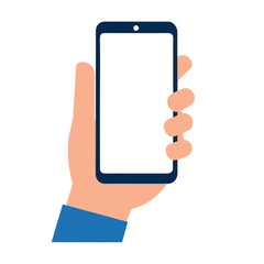 Hand Holding Smartphone with Blank White Screen Mockup