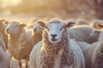 Poster - A group of sheep grazing together