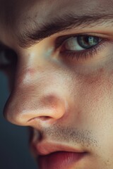 Aufkleber - Close-up shot of a man's face showing his striking blue eyes