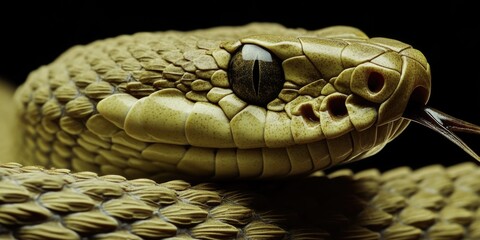Aufkleber - A close-up view of a snake's head on a black background