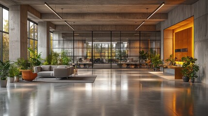 Poster - A comfortable home interior with plenty of windows allowing natural light in, suitable for residential or commercial use