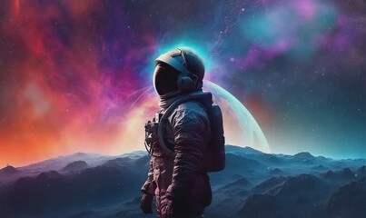 astronaut in space suit in space galaxy planet
