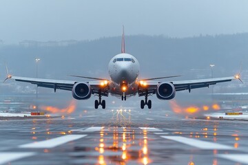 Poster - Large commercial airliner parked on a runway