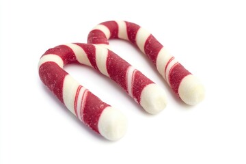 Poster - A pair of candy canes sit side by side on a white surface